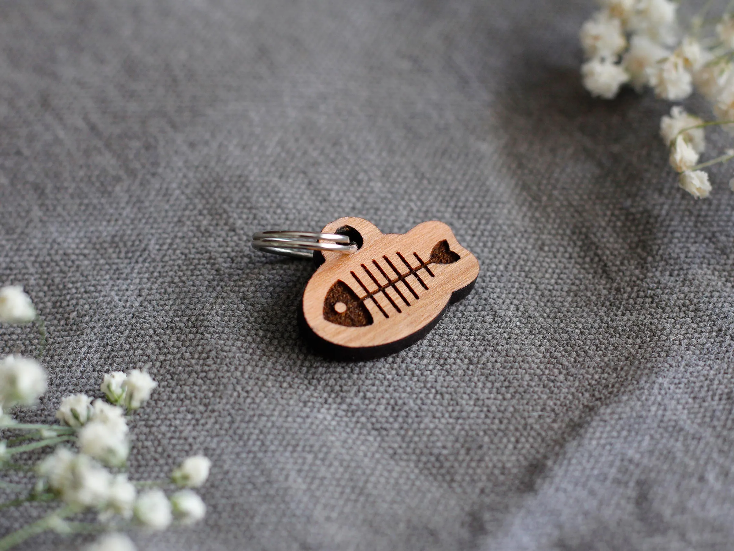 Wooden Fish Cat ID Tag