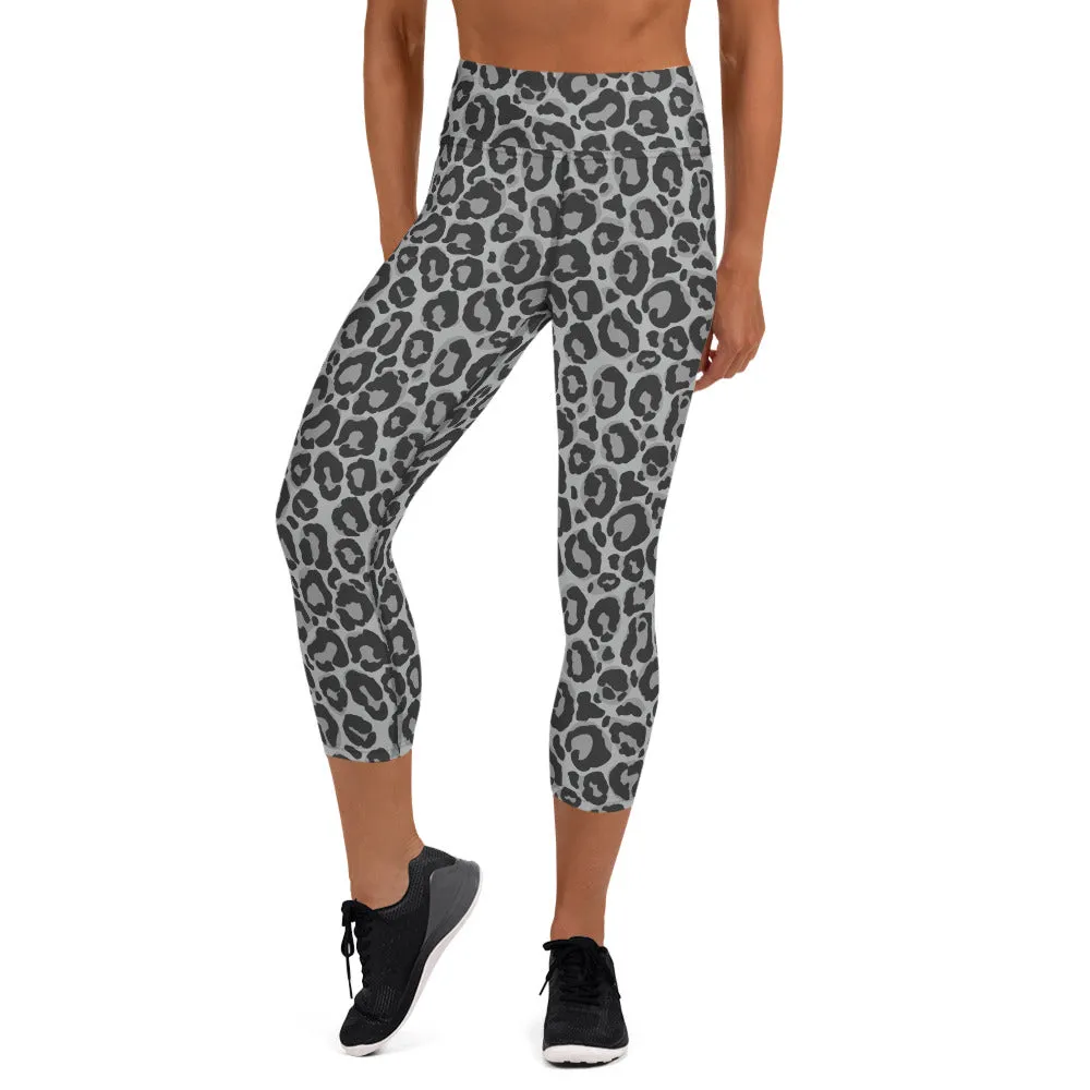 Yoga Capri Leggings Grey Leopard